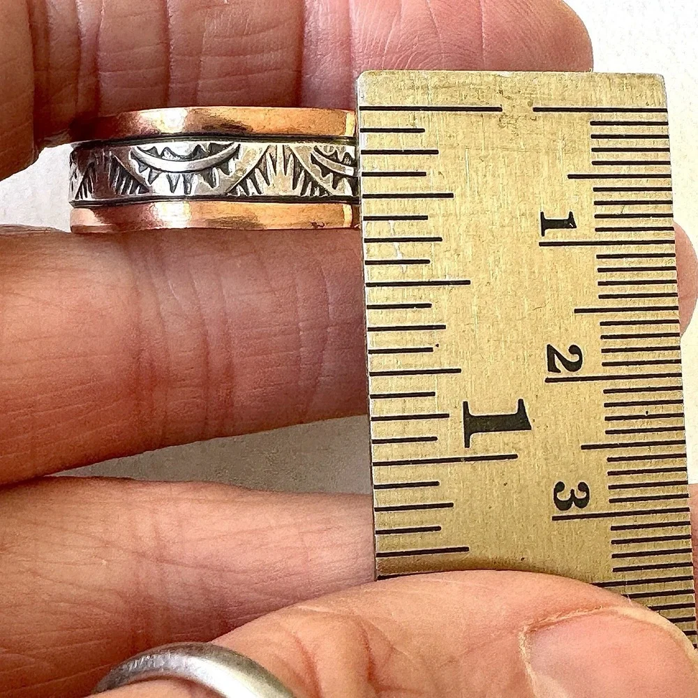 Mens Navajo Sterling Copper Wedding Band Sz 14 Ring Signed Secatero Native Amer